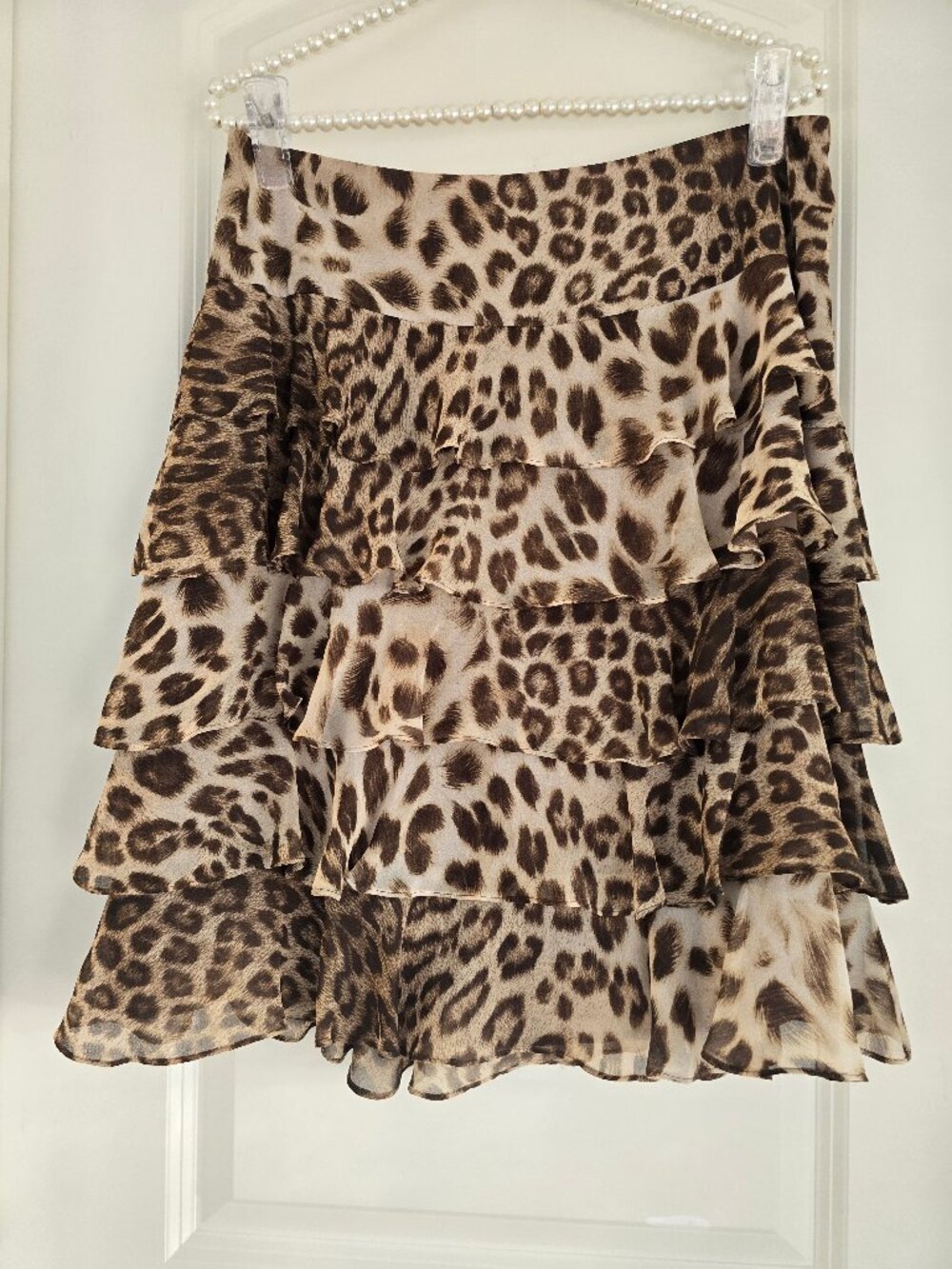 Talbots NWT Animal Print Ruffled Tiered Skirt Size 10